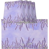 Lavender Flower Placemats Set of 4 Washable Woven Burlap Cloth Fabric Placemat for Square/Rectangle/Round/Oval Dining Table, Ombre Purple Spring Watercolor Easy Clean Place Mats for Toddlers, Kids