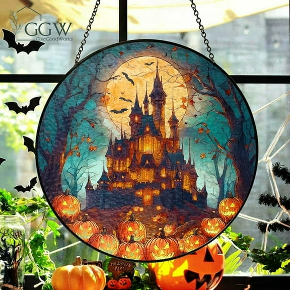 Lavender Flower Stained Glass Window Round Suncatcher, Lavender Flower Lover Gift, Gift For Garden Lover