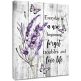 thumbnail image 1 of Lavender Flower Wall Art Purple Butterfly with Floral on Plank Canvas Wall Art for Bedroom Funny Inspirational Painting Wood Framed Prints Wall Decor for Living Room Bathroom,12x16 inches, 1 of 6