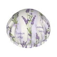 thumbnail image 1 of Lavender Flowers Bow Tie Shower Cap, Reusable Bath Hair Hat for all Hair Lengths Hair Cover with Elastic Band Double Waterproof Layers Bathing Hat, 1 of 5