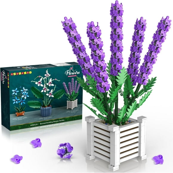 Lavender Flowers Interlocking Block Building Sets, Purple