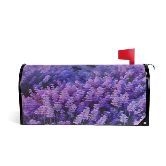 Lavender Flowers Floral Magnetic Mailbox Covers Post Box Wraps Garden Yard Decor 25.5" x20.8"