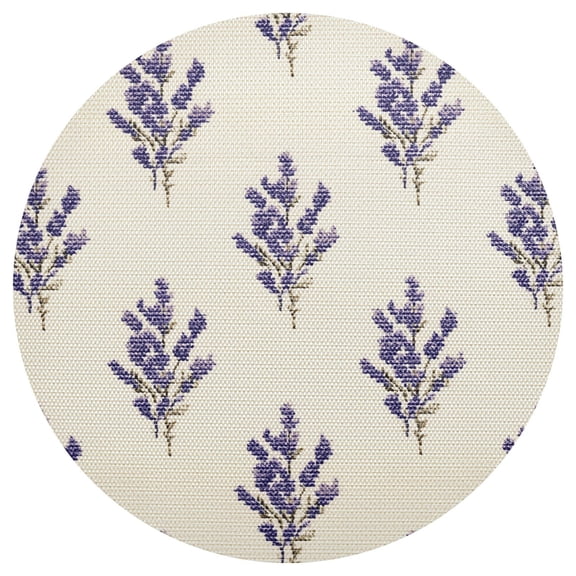 Lavender Flowers Pixel Style PVC Round Grid Placemat Table Mat 1 Pc 15.4" x 15.4"