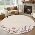 thumbnail image 1 of Lavender Flowers Round Area Rug 7 FT, Non Slip Living Room Area Carpet, Spring Watercolor Blooms Botanicals Washable Soft Circular Rug Non-Shedding Floor Carpet for Bedside Office Play Room Classroom, 1 of 9