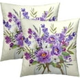 thumbnail image 1 of Lavender Flowers Throw Pillow Case 20x20 Set of 2 Purple Blooming Floral Rustic Farmhouse Cotton Linen Square Cushion Cover Decorative Pillowcase for HOM Office Couch Sofa Chair, 1 of 4