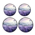 Lavender Flowers and Flying Butterfly Style Stove Burner Covers Set,Gas