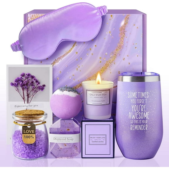 Lavender Gift Basket Set, Gifts for Women, Mom, Wife, Girlfriend, Sister, Wedding and Engagement Gift for Couples, Happy Birthday, Valentine's Day, Mothers Day, Christmas Gifts