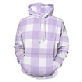thumbnail image 1 of Lavender Gingham Check Men's Women Vintage 3D Hooded Sweatshirt - All-Season Loose Fit Streetwear, 1 of 6