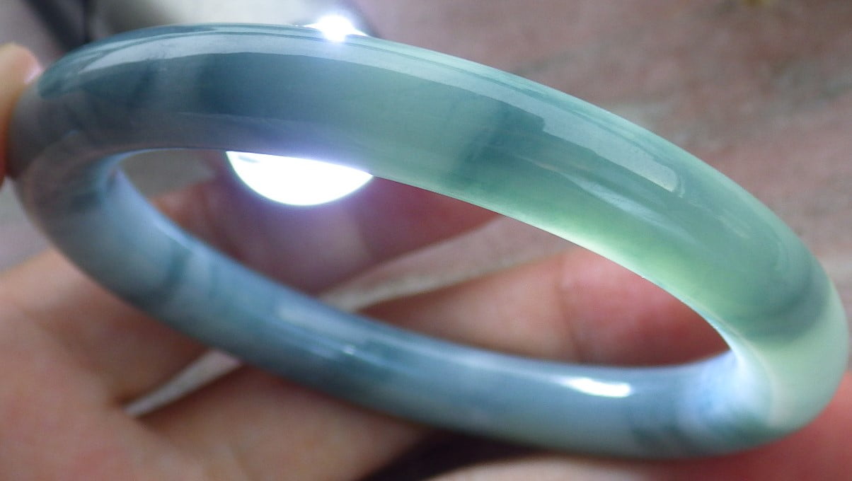Lavender Green Natural A JADE Jadeite Circle Bangle Bracelet 54.6 mm 680196 TN