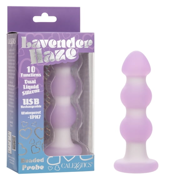 Lavender Haze Beaded Anal Probe - Lavender/White