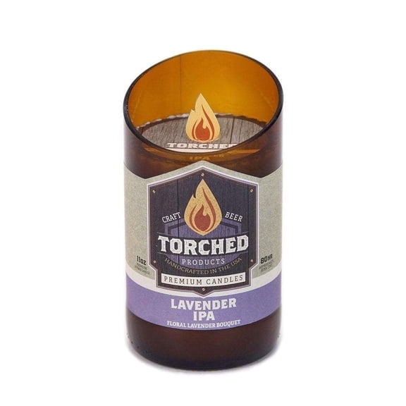 Torched Beer Scented Candles Lavender IPA Scent Bomber Bottle 11 oz Jar