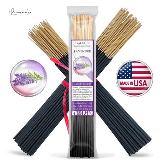 Lavender Incense Sticks 11" Bulk - 1 Bundle 85 to 100 Sticks - Smooth and Clean Long Burn Time, 45 to 60 Minutes.