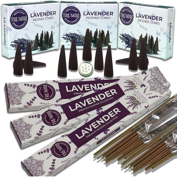 Lavender Incense Sticks & Incense Cones Combo Pack - 60 Insence-Sticks + 30 Insence Cones - Inscense - Incense Cones Scented - Insents