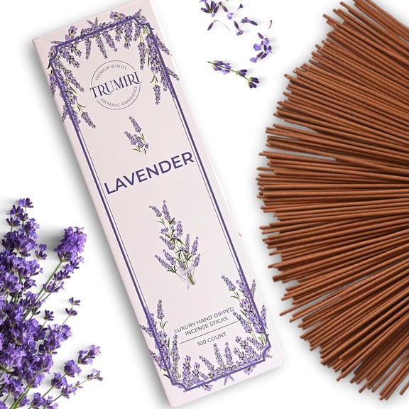 Lavender Incense Sticks - Pack of 100 Insence-Sticks - Inciensos Aromaticos Made with Natural Lavender Essential Oil - Scented Inscents Non Toxic Insense