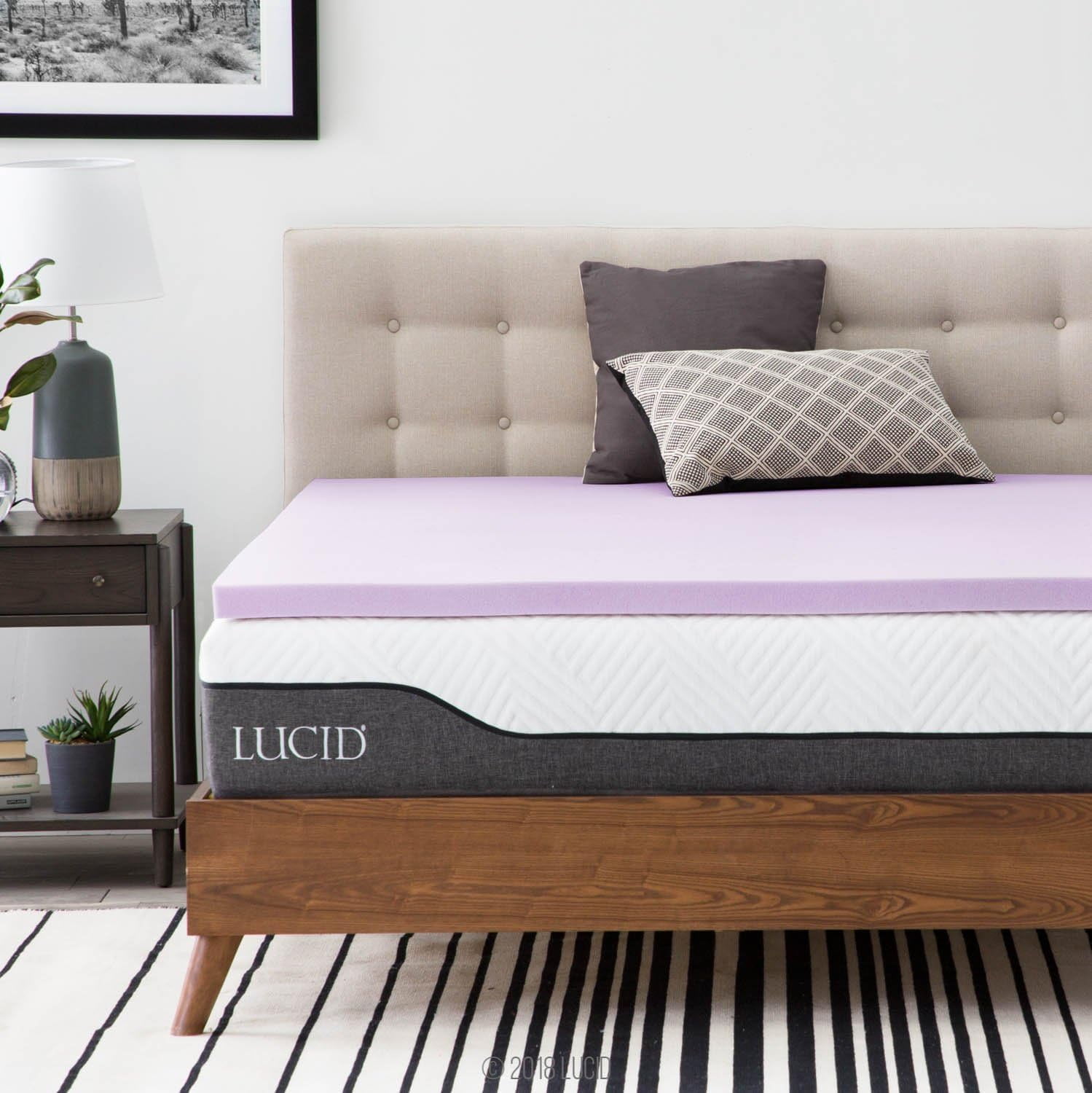 Lavender Infused Memory Foam Mattress Topper, Twin XL, 3 Inch