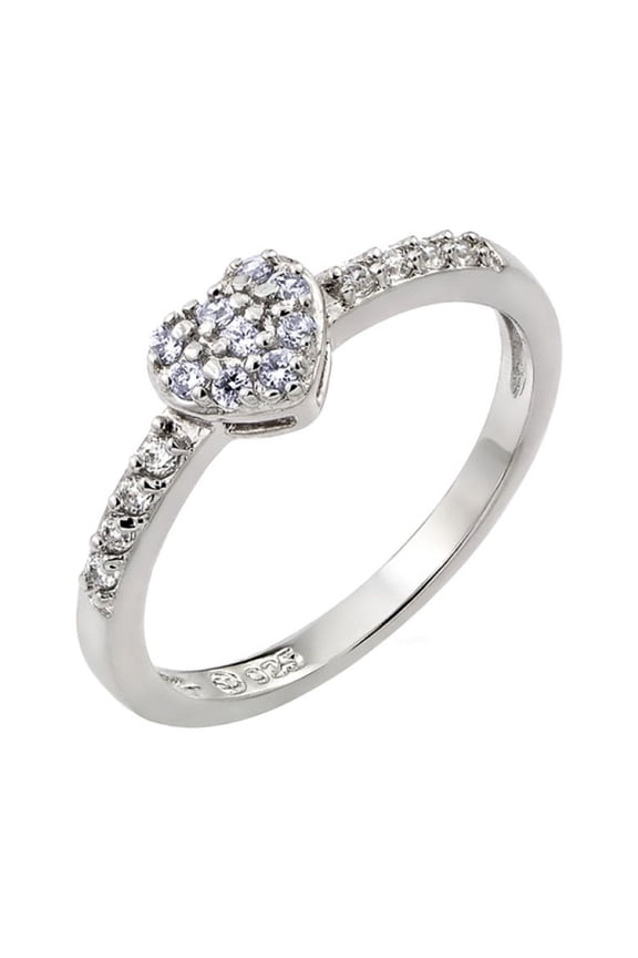 Lavender Inlay Cubic Zirconia June Birthstone Heart Ring Sterling Silver Size 5