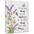 thumbnail image 1 of Lavender Inspirational Wall Art Purple Lavender with Daisy Butterfly Wall Art for Living Room Rustic Canvas Wall Art Prints Decor for Bedroom Bathroom Home Ready to Hang 16L x 12W Inch, 1 of 5