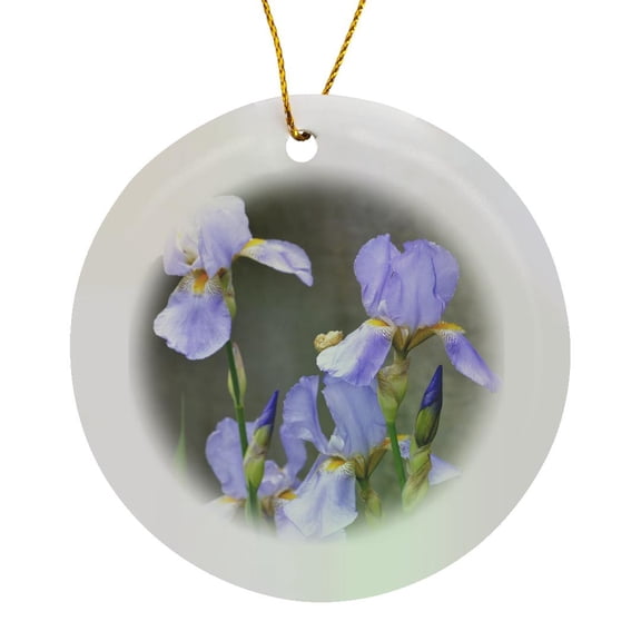 3drose, Lavender Iris Flowers - Spring Photography, Circle Porcelain Ornament