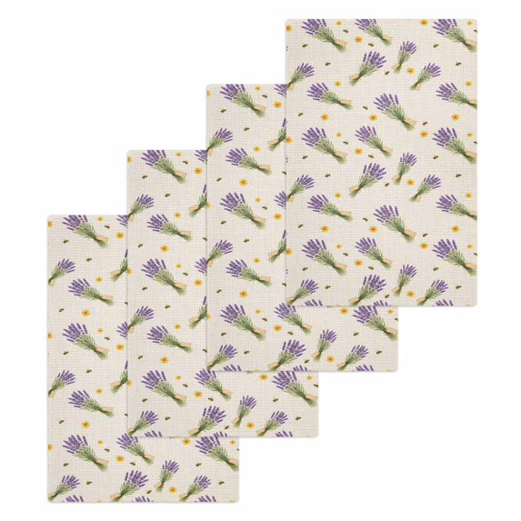 Lavender Kitchen Dish Towels for Drying Dishes Set of 4, Spring Floral Summer Botanical Farmhouse Rustic Waffle Weave Microfiber Hand Tea Bathroom Towels Quick Dry & Absorbent Towel 15.7x23.6