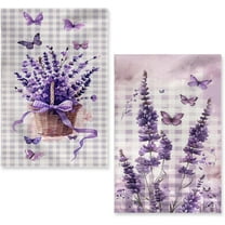 Lavender Kitchen Towels Decorative Set of 2 Purple Flowers Butterfly Dish Towels Hand Towels Tea Towels for Kitchen Cooking Baking Gifts for Women 16x24 Inch