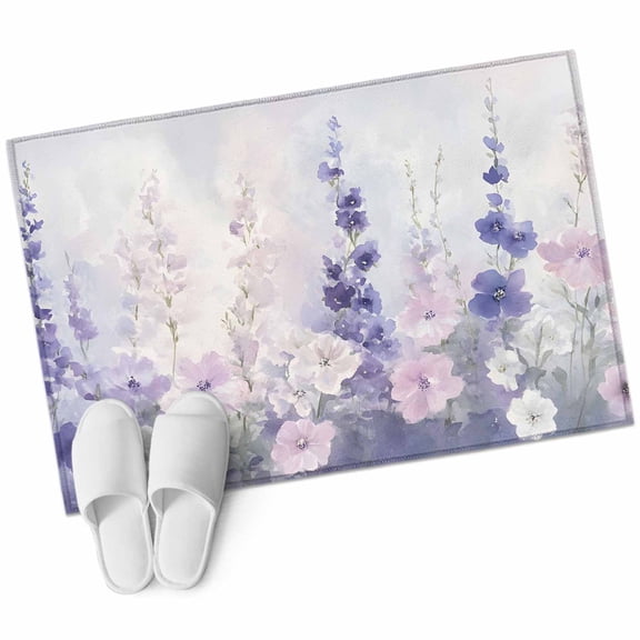 Lavender Large Area Rugs for Bedroom Living Room, Soft Non Slip Carpet Bedside Rug, Pastoral Pastel Purple Pink Wildflower Rectangular Floor Cover Kitchen Accent Rug 2'x3' for Dining Room/Office