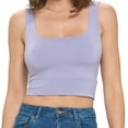 thumbnail image 1 of Lavender Large Size Women's Sleeveless Square Neck Crop Top, Basic Slim Fit Shirt, Sexy Casual Cute Going Out, Trendy Spring Summer 2024, 1 of 8