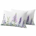 thumbnail image 1 of Lavender Leaf Outdoor Waterproof Pillow Covers, Garden Flora Illustrations Watercolor White Decorative Rectangle Throw Pillowcase Sofa Cushion Sham for Patio/Couch/Chair, 20"x12" 2 Pack, 1 of 8