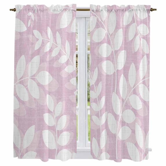 Lavender Leaves Kitchen Curtains 63 Inch Length, Farmhouse Botanical Branch Vintage Modern Tiers Curtains for Living Room Berdoom Bathroom, Light Filtering Drapes Window Treatment 2 Panels 42"Wx63"L