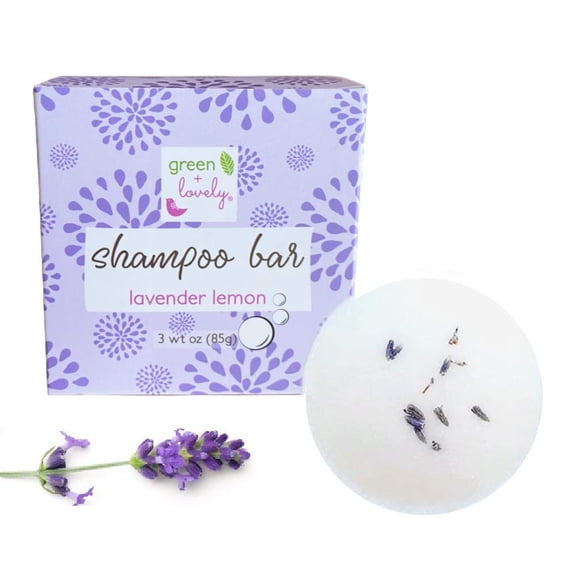 Lavender Lemon Shampoo Bar for Hair, SLS Free, Sulfate Free Shampoo, Lavender Botanicals. Made with Natural and Organic Ingredients. Paraben Free.