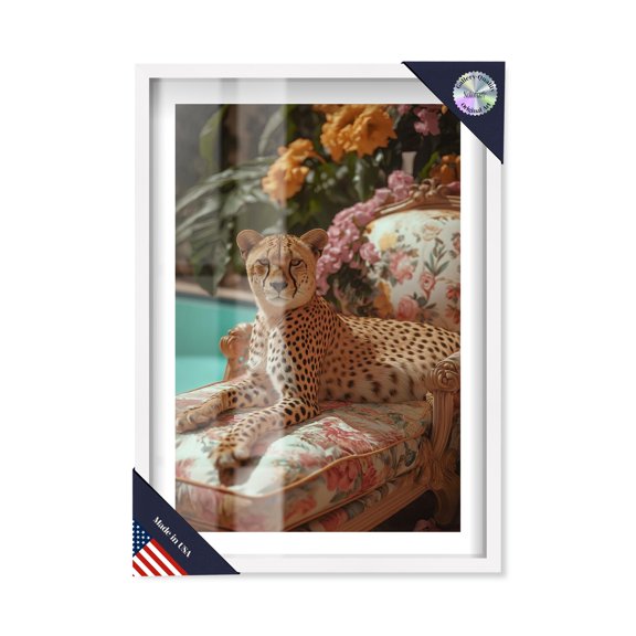 Lavender Leopard Shadowbox Print Coastal Art Prints by Notoriart, White Frame, 37 x 55
