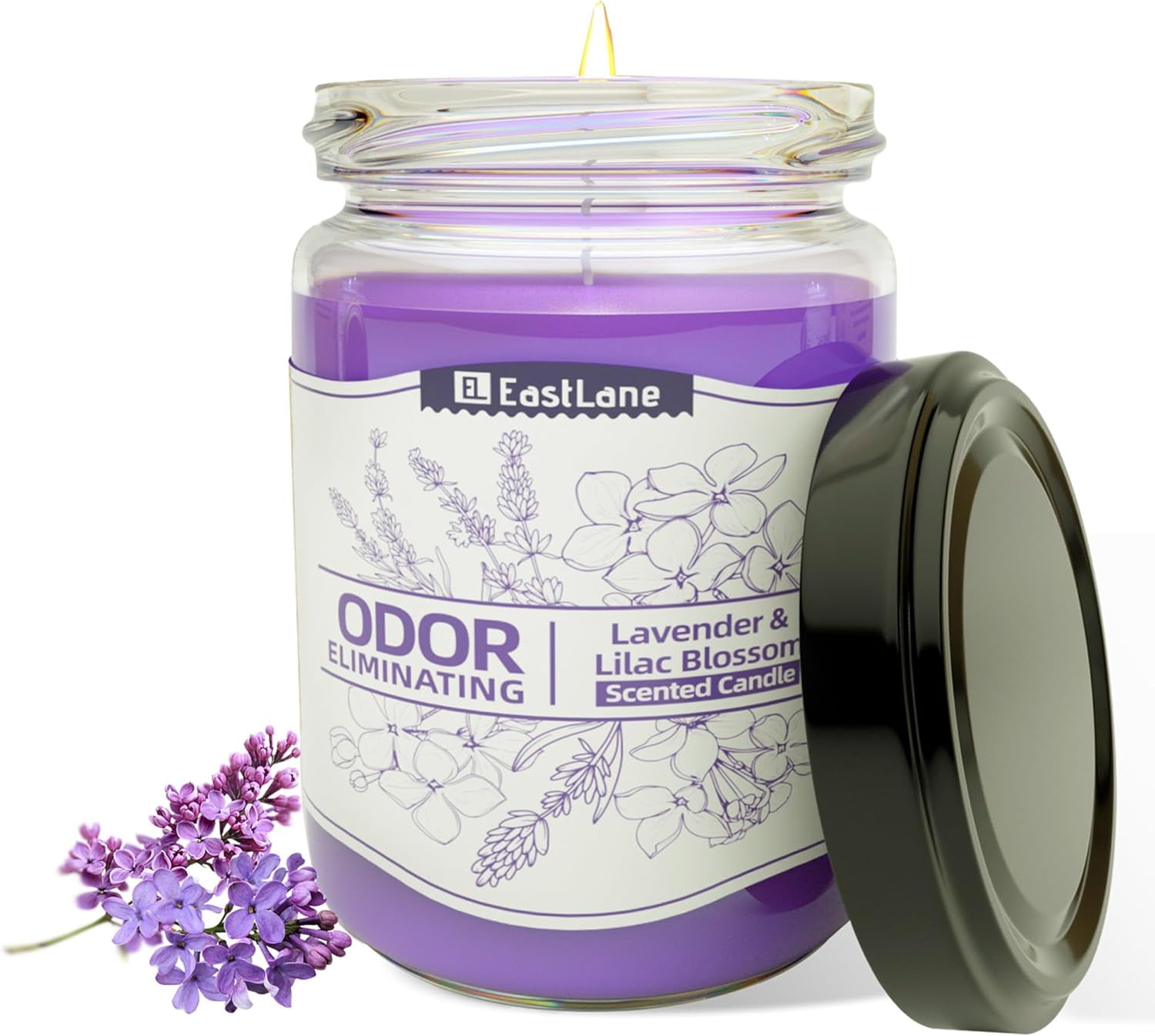 Lavender & Lilac Blossom Odor Eliminating Candles for Home Scented, Neutralizes Smoke, Food, and