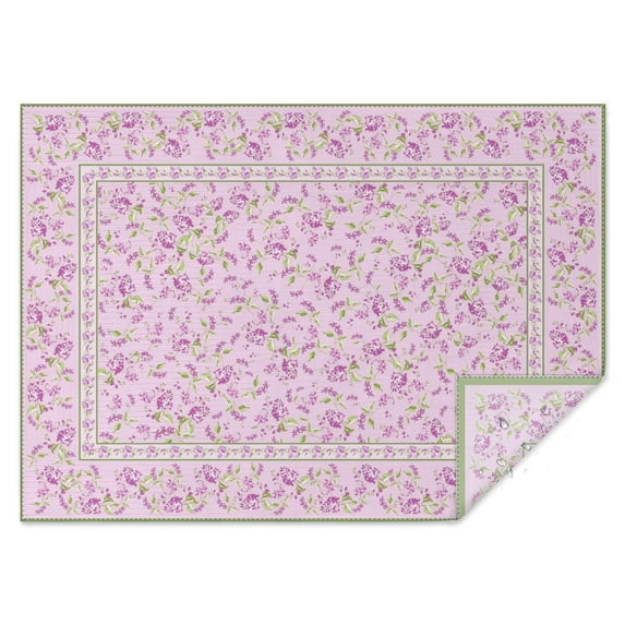 Lavender Lilac Flower Tablecloth,Wipeable Polyester Table Cover for Rectangle Tables,Foldable Tablecloth Thick Tablecloths for Spring Easter Picnic Kitchen