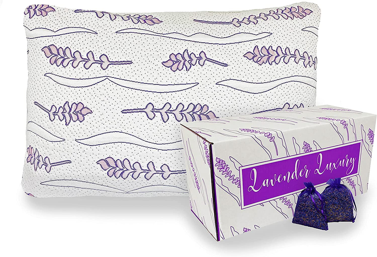Lavender Luxury Memory Foam Pillows, Made in USA, Shredded Gel Memory