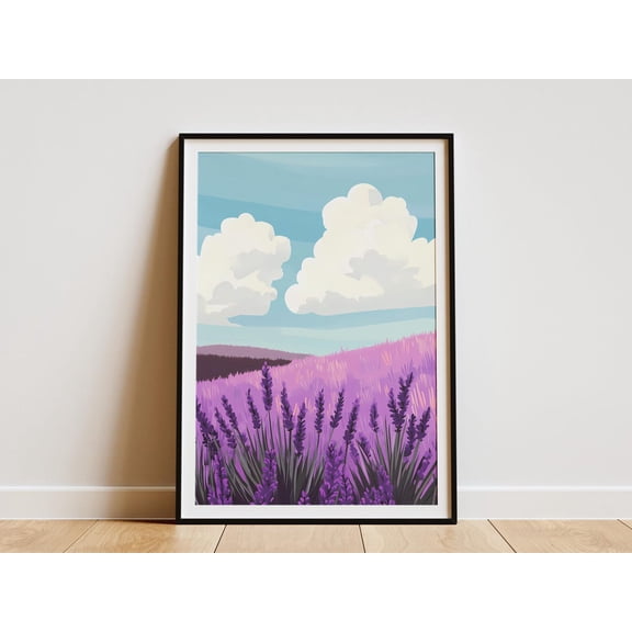 Lavender Meadow Purple Botanical Landscape Poster Unframed Paper Print