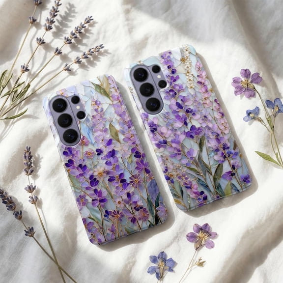 Lavender Mosaic Floral Tough Phone Case, Protective Matte Cover with Durable Protection