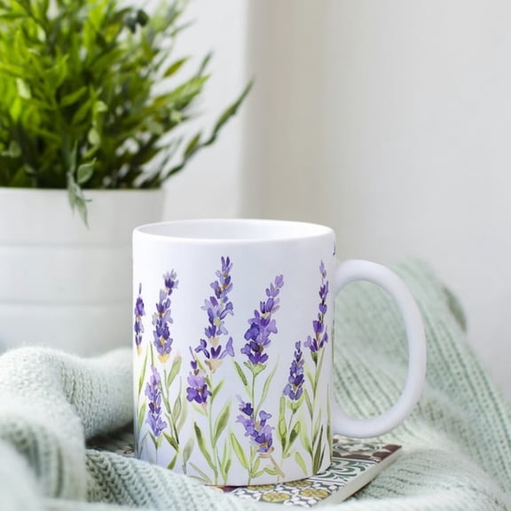Lavender Mug Unique Ceramic Cup Tea and Coffee Lovers Rustic Lavender-Infused Perfect Gift Relaxation Tranquility oz.
