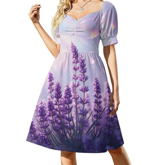 Lavender, Multiple Colorful Bubbles (3) Short Sleeved Dress Summer Dresses Birthday Dress for Women Luxury 2025 Dress Party Night