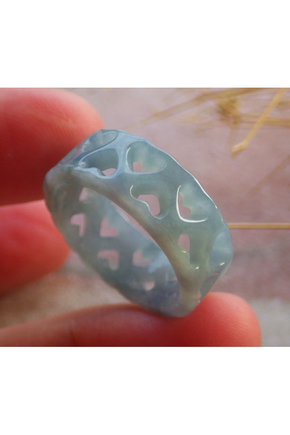 Lavender Natural A JADE Jadeite Heart RING USA. 8 RING 690822 TN