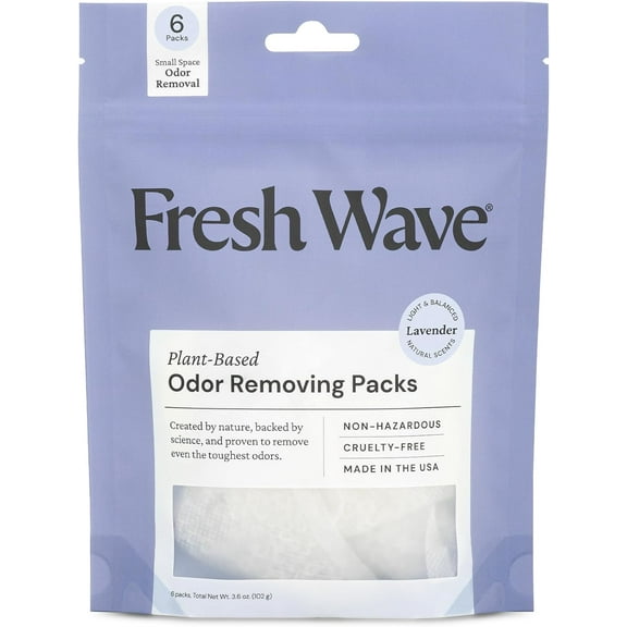 Lavender Odor Eliminating & Deodorizing Packs | Bag of 6 | Safer Odor Relief for Small Spaces | Natural Plant-Based Odor Eliminator | Odor Absorbers for Home