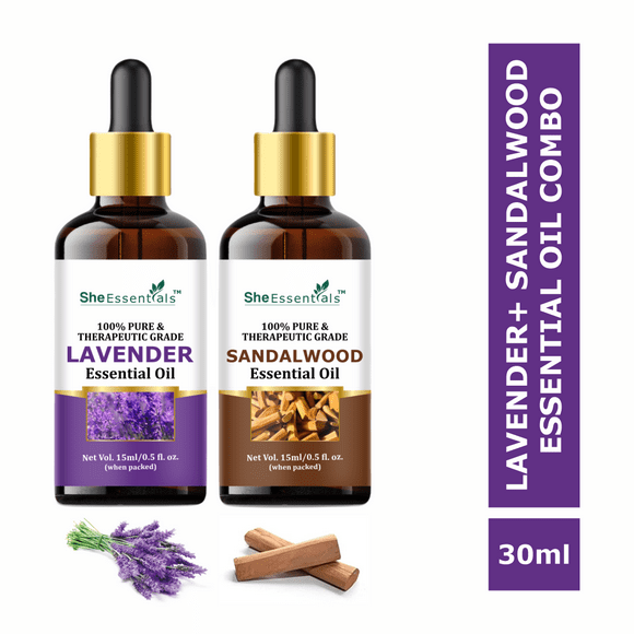 Lavender Oil & Sandalwood Essential Oil 100% Pure for Hair, Skin, Aromatherapy