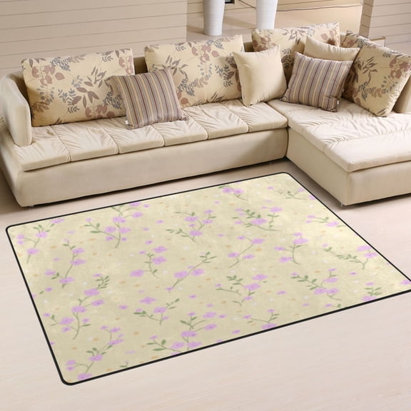Lavender Pattern Soft Polyester Area Rug 31''x20'', Non Slip, Memory Foam, Water Absorbent