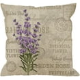 thumbnail image 1 of Lavender Pillow Case,Vintage Postcard Composition with Grunge Display and Flowers Cotton Linen Cushion Cover Square Standard Home Decorative for Men/Women 18x18 inch Gray Purple, 1 of 1