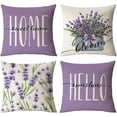 thumbnail image 1 of Lavender Pillow Covers 16x16 Set of 4 Spring Summer Throw Pillow Covers Purple Flower Pillow Covers Cushion Covers Square Cotton Linen Pillow Cases for Couch Sofa Outdoor Home Decorations(16 Inch), 1 of 5