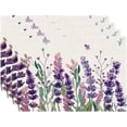 thumbnail image 1 of Lavender Placemats Set of 4 Purple Flower Butterfly Linen Fabric Table Mats Seasonal Spring Summer Rustic Floral Placemat Farmhouse Decorative Washable Place Mats for Home Kitchen Dining Table, 1 of 5