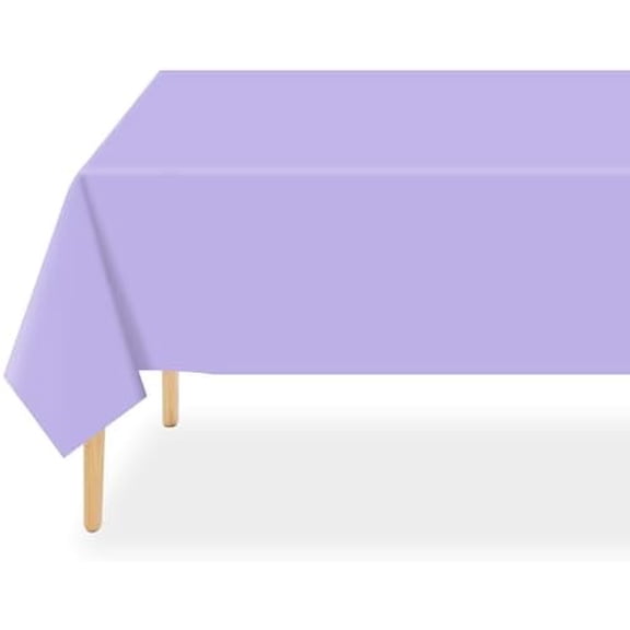 Lavender Plastic Table Cloth Disposable 6 Pack, 54 x 108 Inch Tablecloths for Birthday Party Supplies, Easter Decorations, Light Purple, Pastel, Lilac Rectangle Table Cover