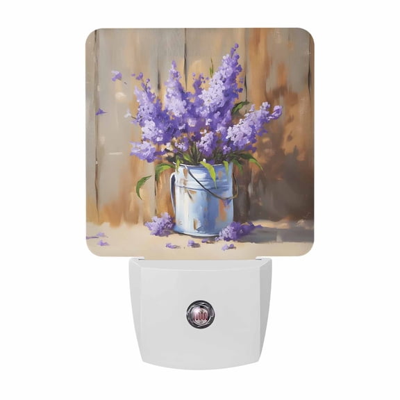 Lavender Plug-in LED Night Lights Wood Grain Auto Dusk-to-Dawn Sensor for Bedroom, Bathroom, Kitchen, Nursery, Hallway, Stairs, Wall Home Decor