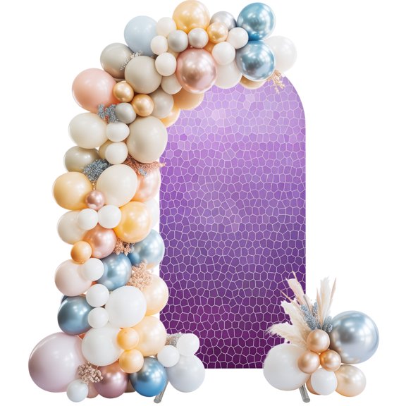 Lavender Plum Mosaic Arch Backdrop Cover 4 FT, Minimalist Abstract Hexagonal Grid Gradient Wedding Arch Cover Stretchy Backdrop Stands Covers for Birthday Party Ceremony Banquet Decor