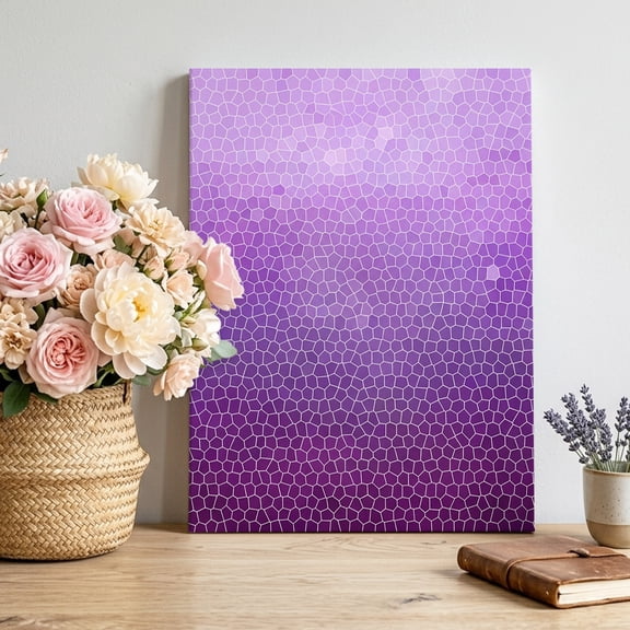 Lavender Plum Mosaic Canvas Wall Art for Living Room, Minimalist Abstract Hexagonal Grid Gradient Wall Decor Framed Artwork Pictures Ready to Hang for Bedroom Office Home Decor 16x20 Inch