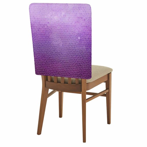 Lavender Plum Mosaic Chair Back Covers Set of 4 Minimalist Abstract Hexagonal Grid Gradient Removable Dining Chair Slipcovers Washable Seat Protector for Restaurant Party Banquet Kichen Decor