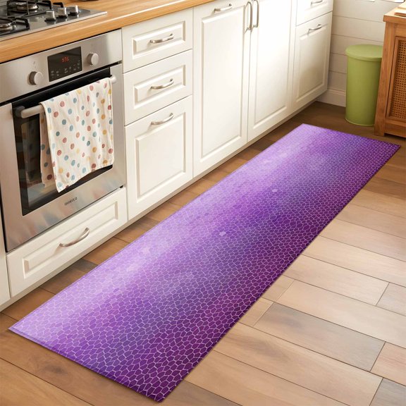 Lavender Plum Mosaic Runner Rug Non Slip 2x6 Minimalist Abstract Hexagonal Grid Gradient Washable Rug Runner for Hallways Low Pile Kitchen Rugs Stain Resist Carpet for Bathroom Bedroom Entryway